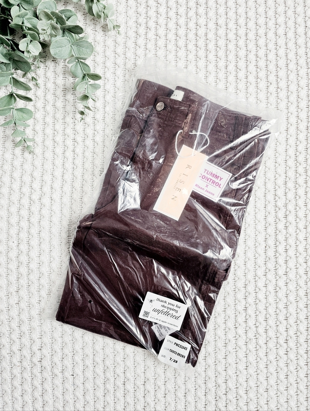 RISEN Tummy Control Wide Leg Ankle Jeans Cargo Utility Streetcore Brown 7/28 NEW - Picture 10 of 10